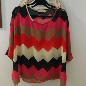 Allegra K multicolored batwing sheer top